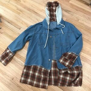 Plaid and denim button up